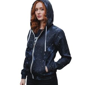 Zine Medium Unisex Galaxy Lightweight Hooded Windbreaker Casual Streetwear Space